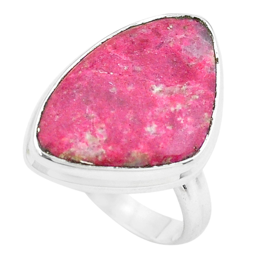 Thulite Ring - 11.57cts natural pink thulite 925 silver solitaire ring jewelry size 7 p20504