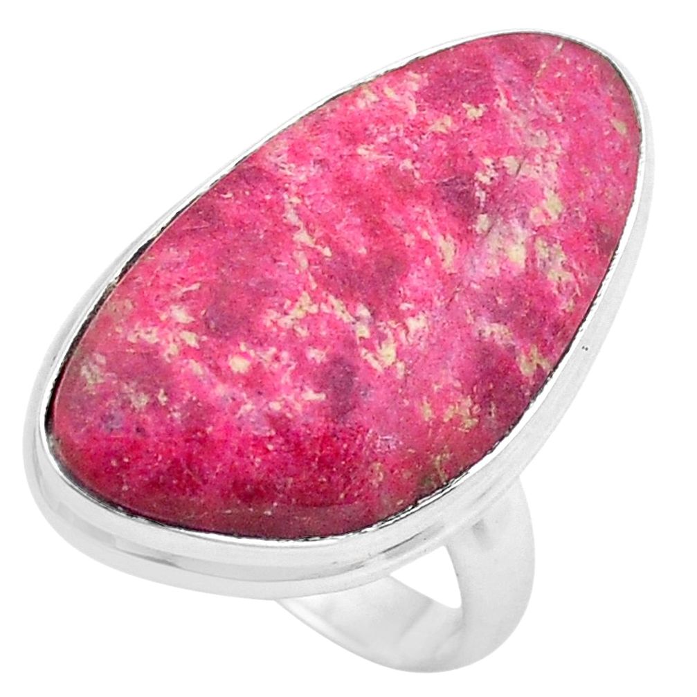 15.85cts natural pink thulite 925 silver solitaire ring jewelry size 7 p20509