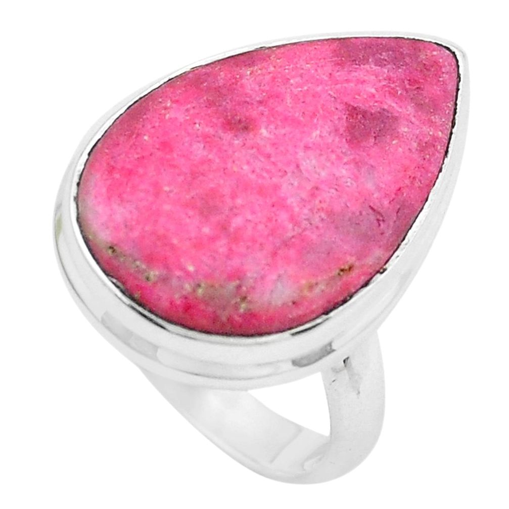 13.77cts natural pink thulite 925 silver solitaire ring jewelry size 6.5 p20516