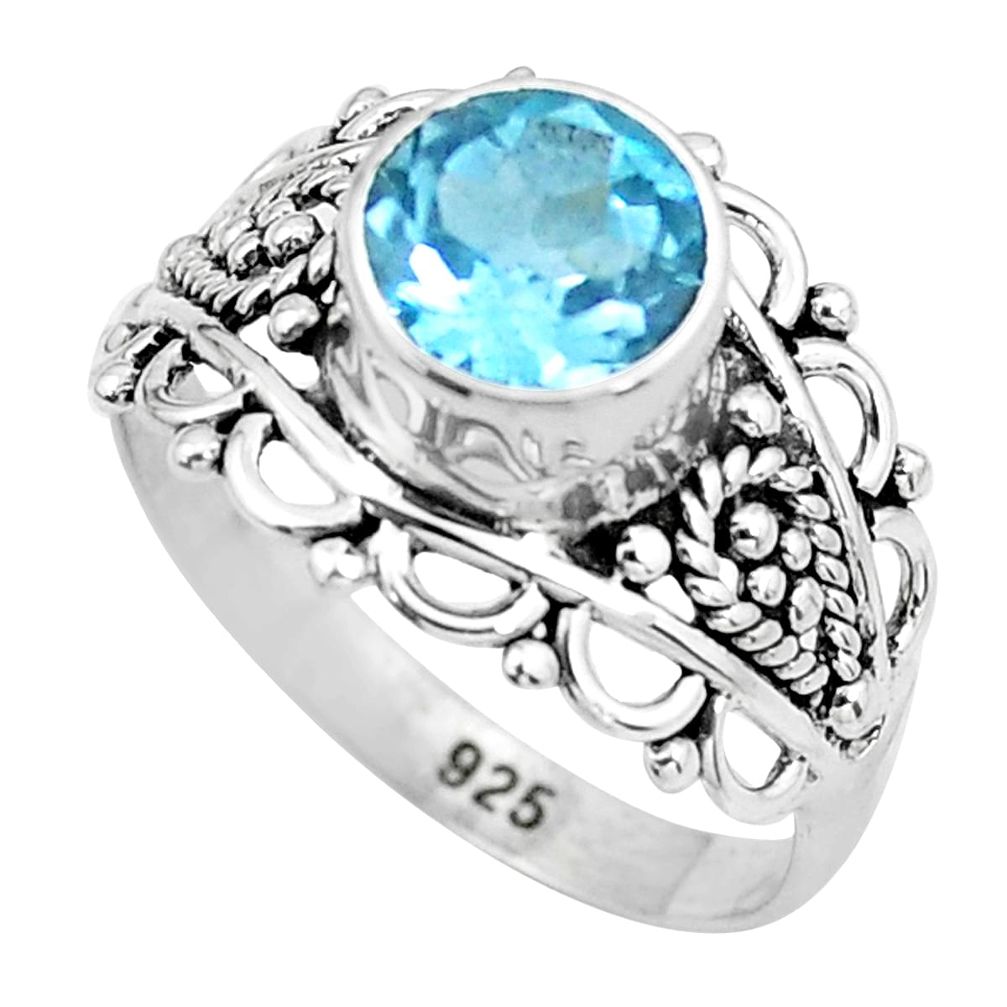 2.61cts natural blue topaz 925 sterling silver solitaire ring size 7 p20932