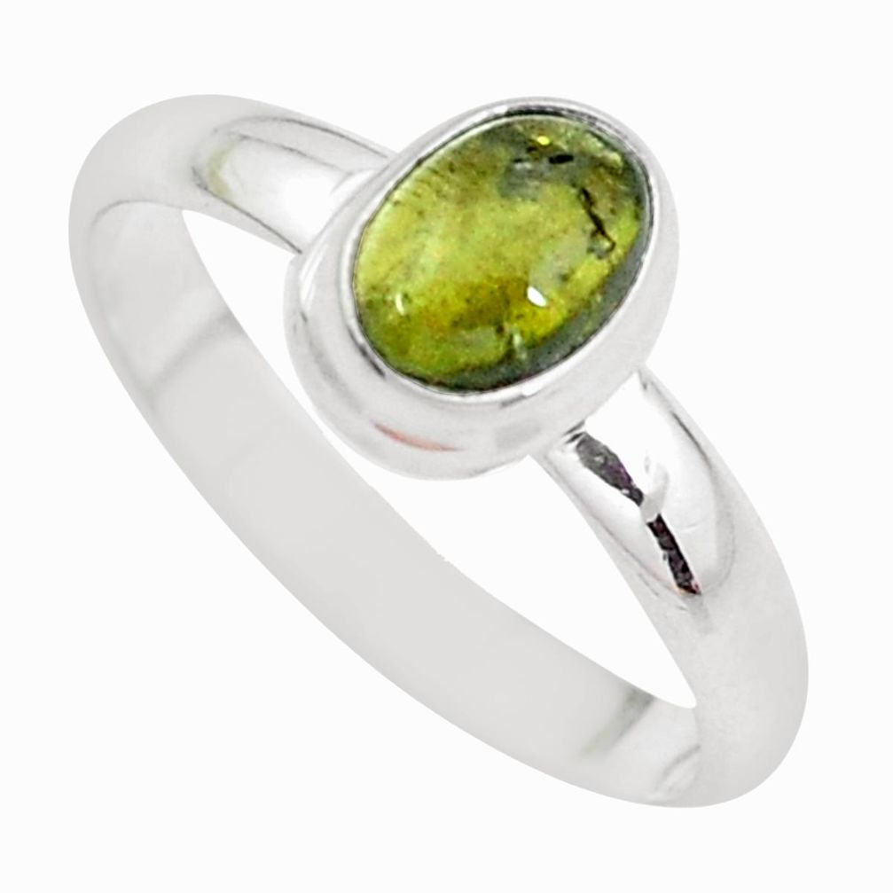 1.49cts natural green tourmaline 925 silver solitaire ring jewelry size 6 p21087
