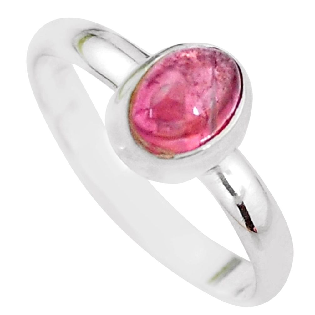 1.61cts natural pink tourmaline 925 silver solitaire ring size 7.5 p21099