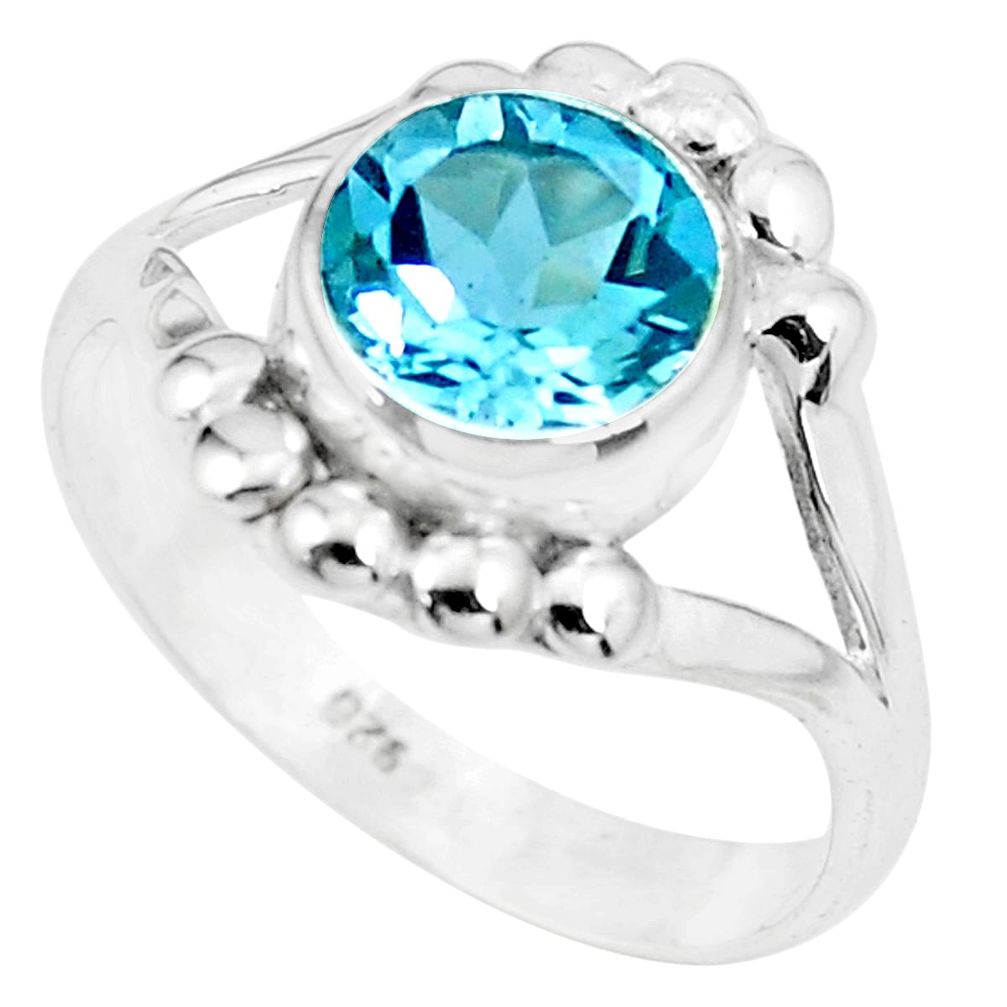 925 sterling silver 3.29cts natural blue topaz solitaire ring size 7 p21384