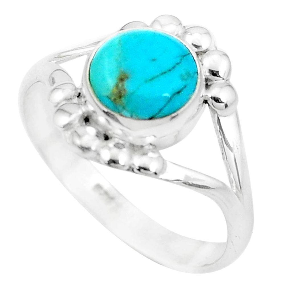 3.29cts green arizona mohave turquoise 925 silver solitaire ring size 8.5 p21386