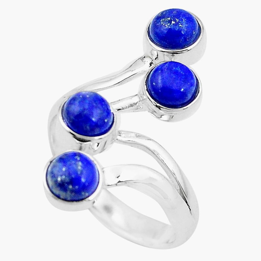 3.28cts natural blue lapis lazuli 925 silver adjustable ring size 7 p21581