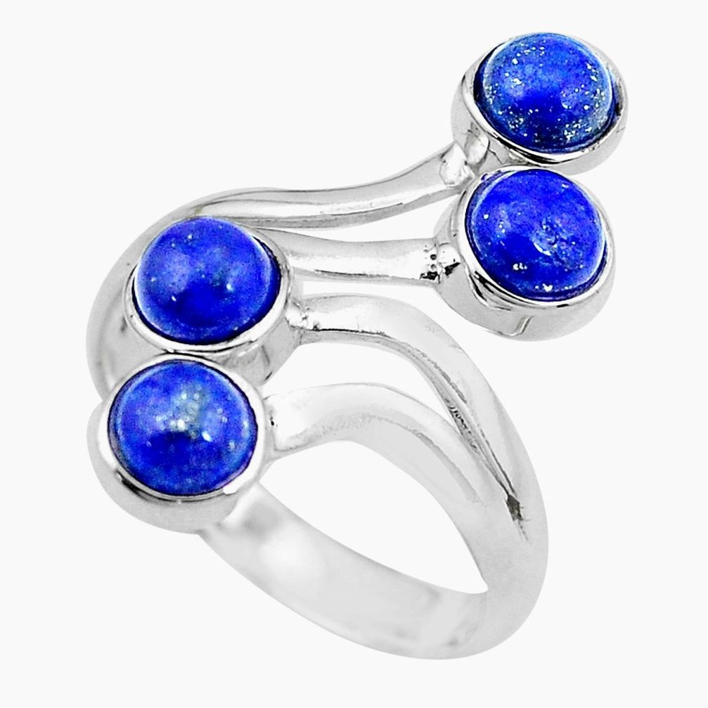 925 silver 3.83cts natural blue lapis lazuli adjustable ring size 8.5 p21583