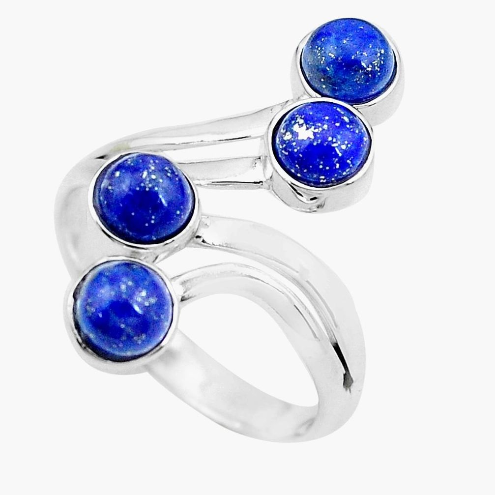 3.68cts natural blue lapis lazuli 925 silver adjustable ring size 9 p21584