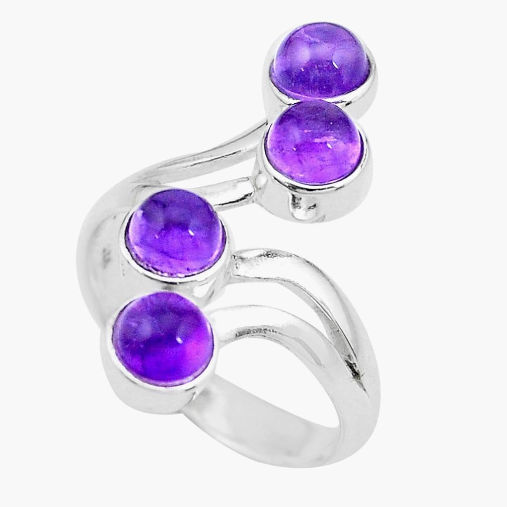 3.42cts natural purple amethyst 925 silver adjustable ring size 7 p21590
