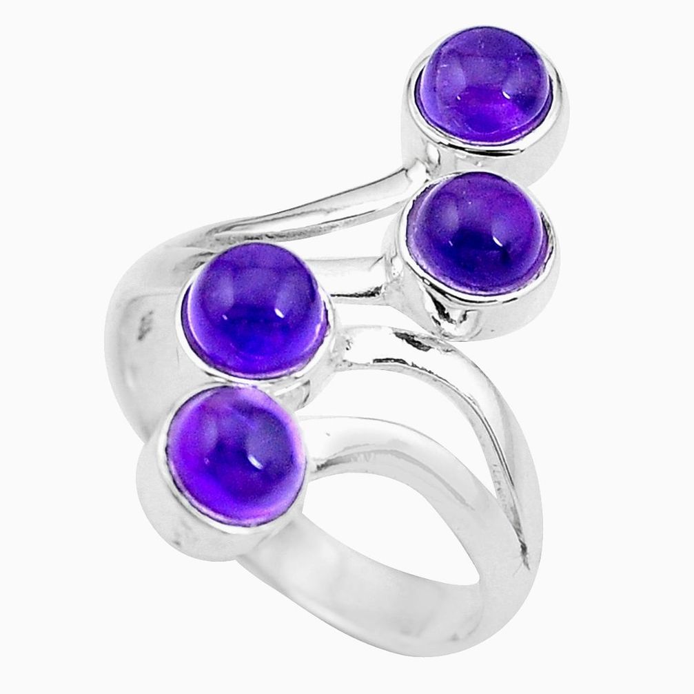 3.42cts natural purple amethyst 925 silver adjustable ring size 8 p21592