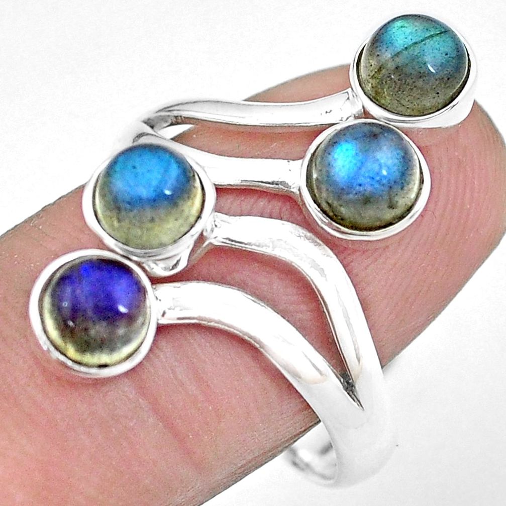 3.67cts natural blue labradorite 925 silver adjustable ring size 9 p21594