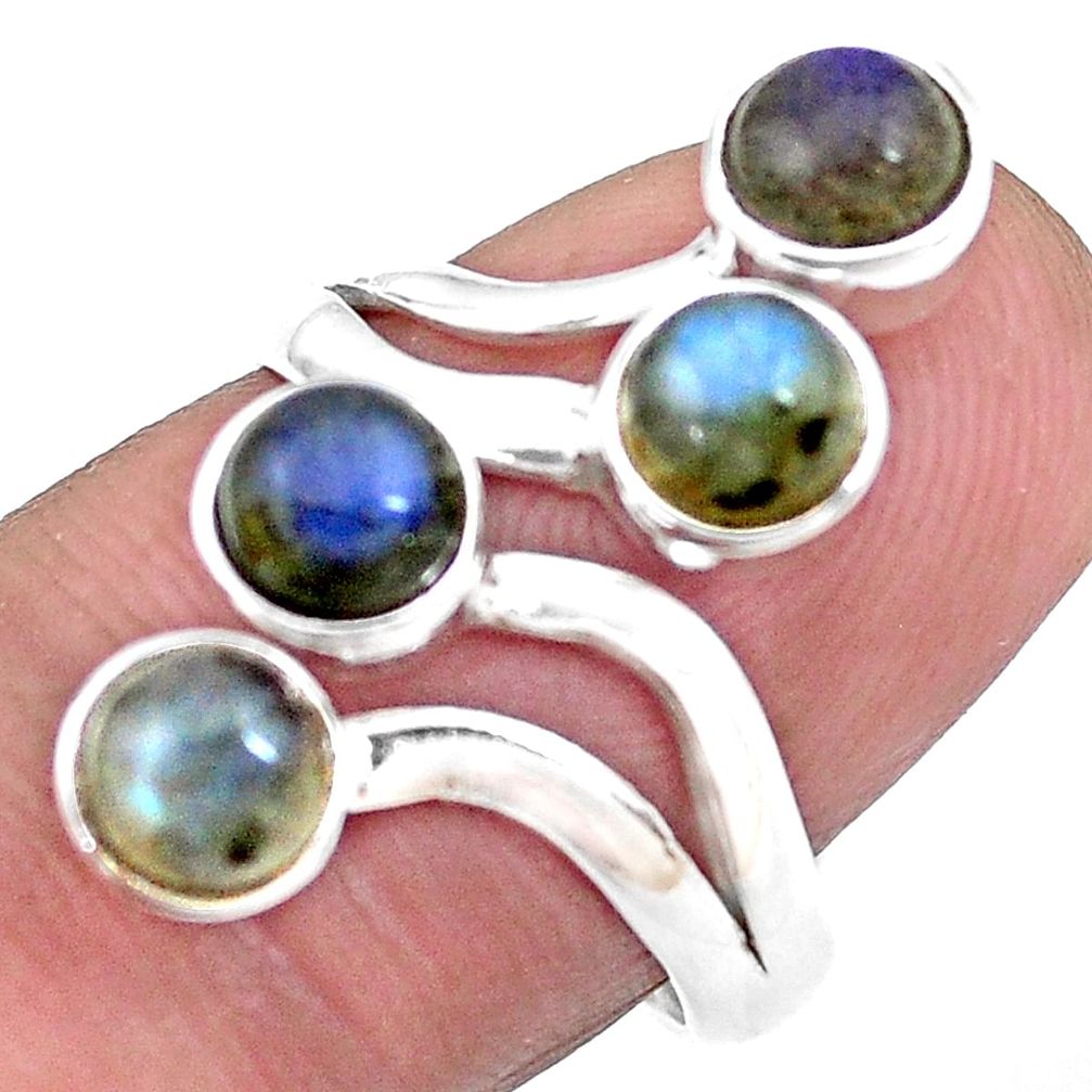 3.42cts natural blue labradorite 925 silver adjustable ring size 7 p21595