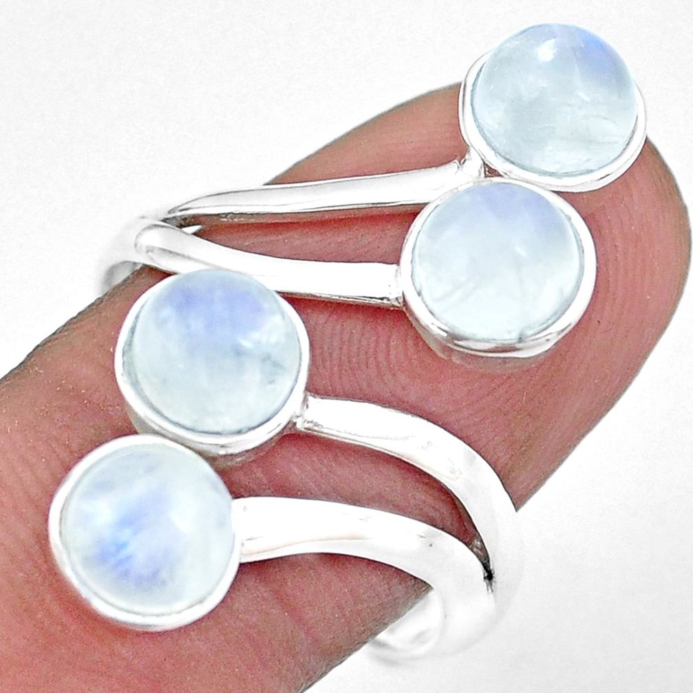 5.30cts natural rainbow moonstone 925 silver adjustable ring size 9.5 p21597