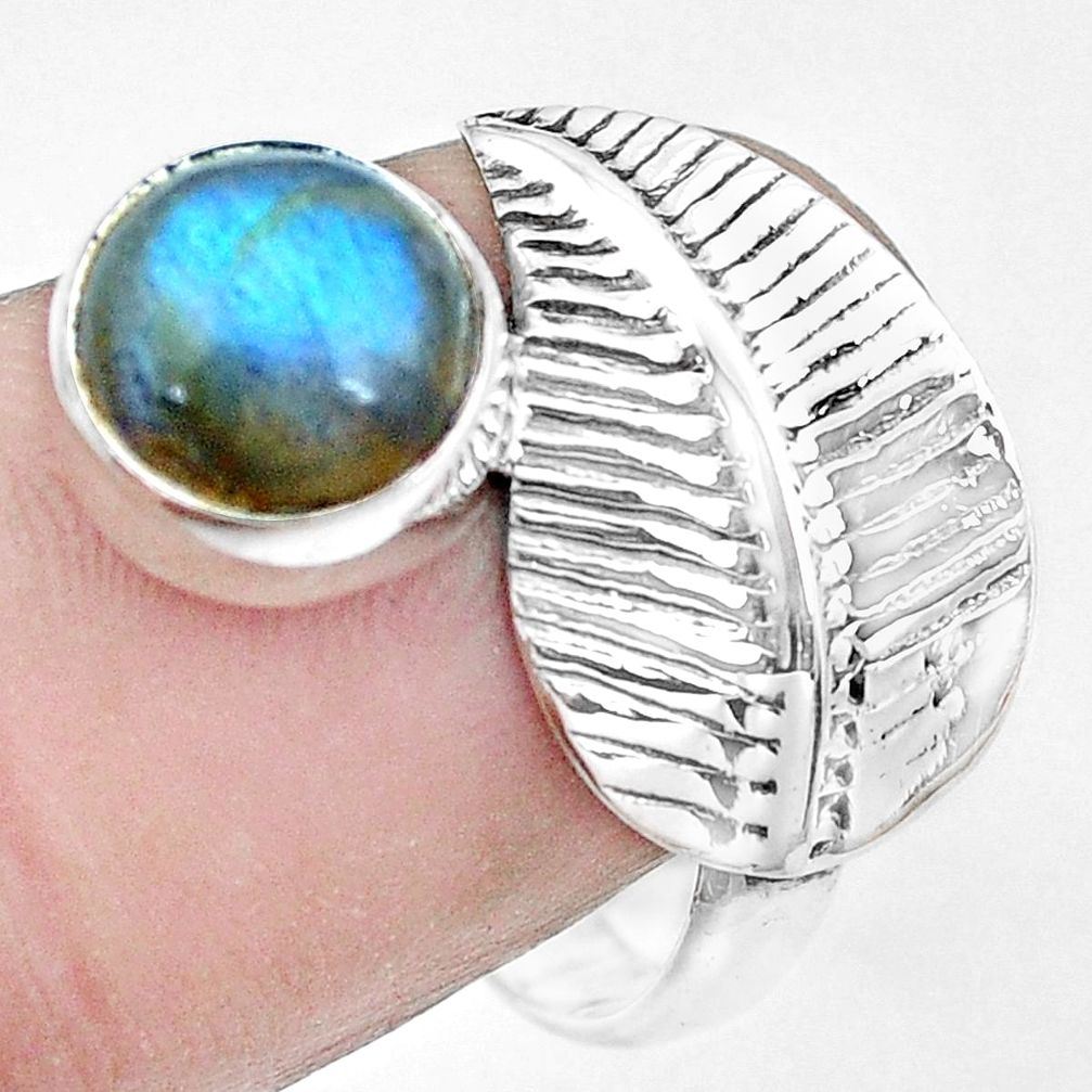 3.51cts natural blue labradorite 925 silver solitaire ring jewelry size 8 p22016