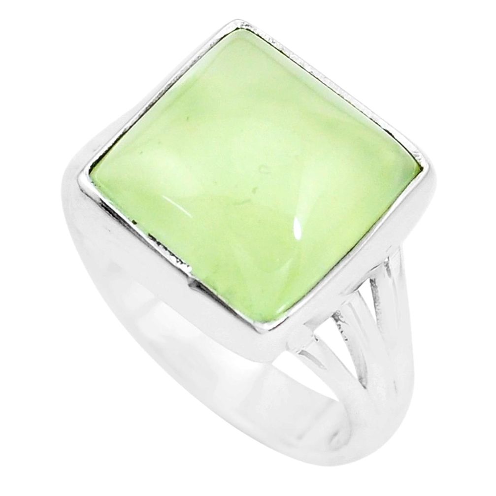 12.07cts natural green prehnite 925 silver solitaire ring jewelry size 8 p22252