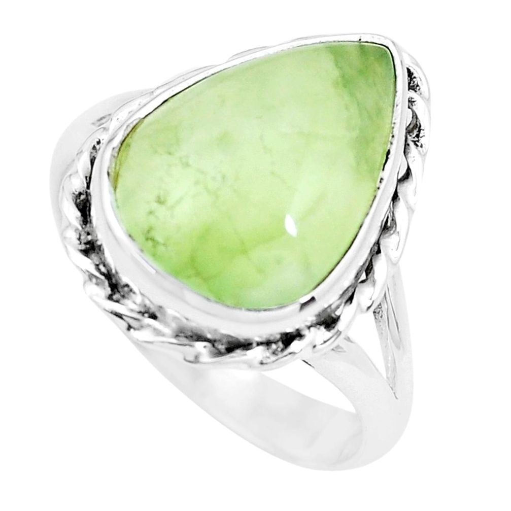 11.19cts natural green prehnite 925 silver solitaire ring jewelry size 9 p22258