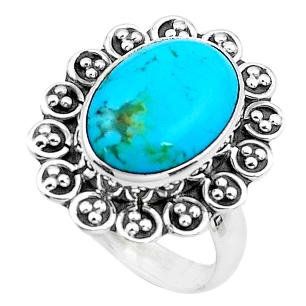 6.10cts green arizona mohave turquoise 925 silver solitaire ring size 7.5 p22572