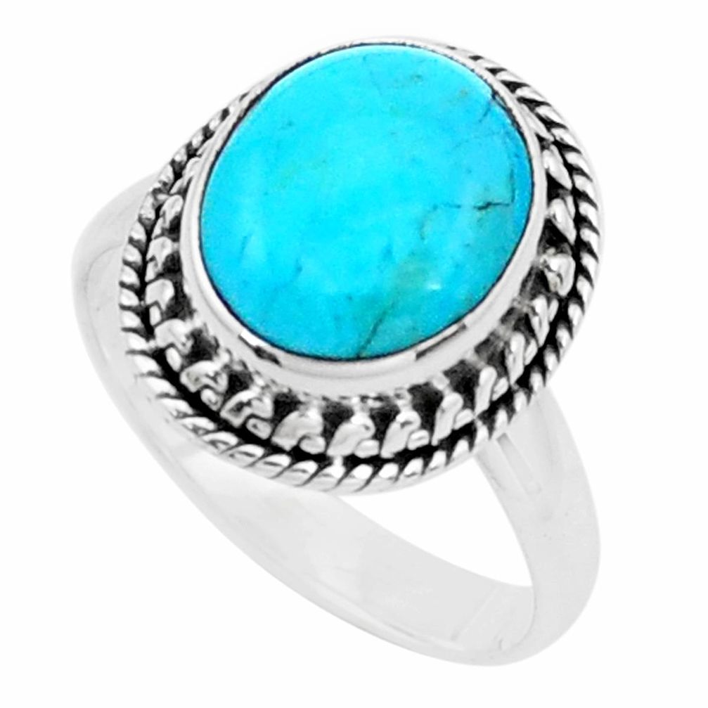 925 silver 4.92cts green arizona mohave turquoise solitaire ring size 8 p22575