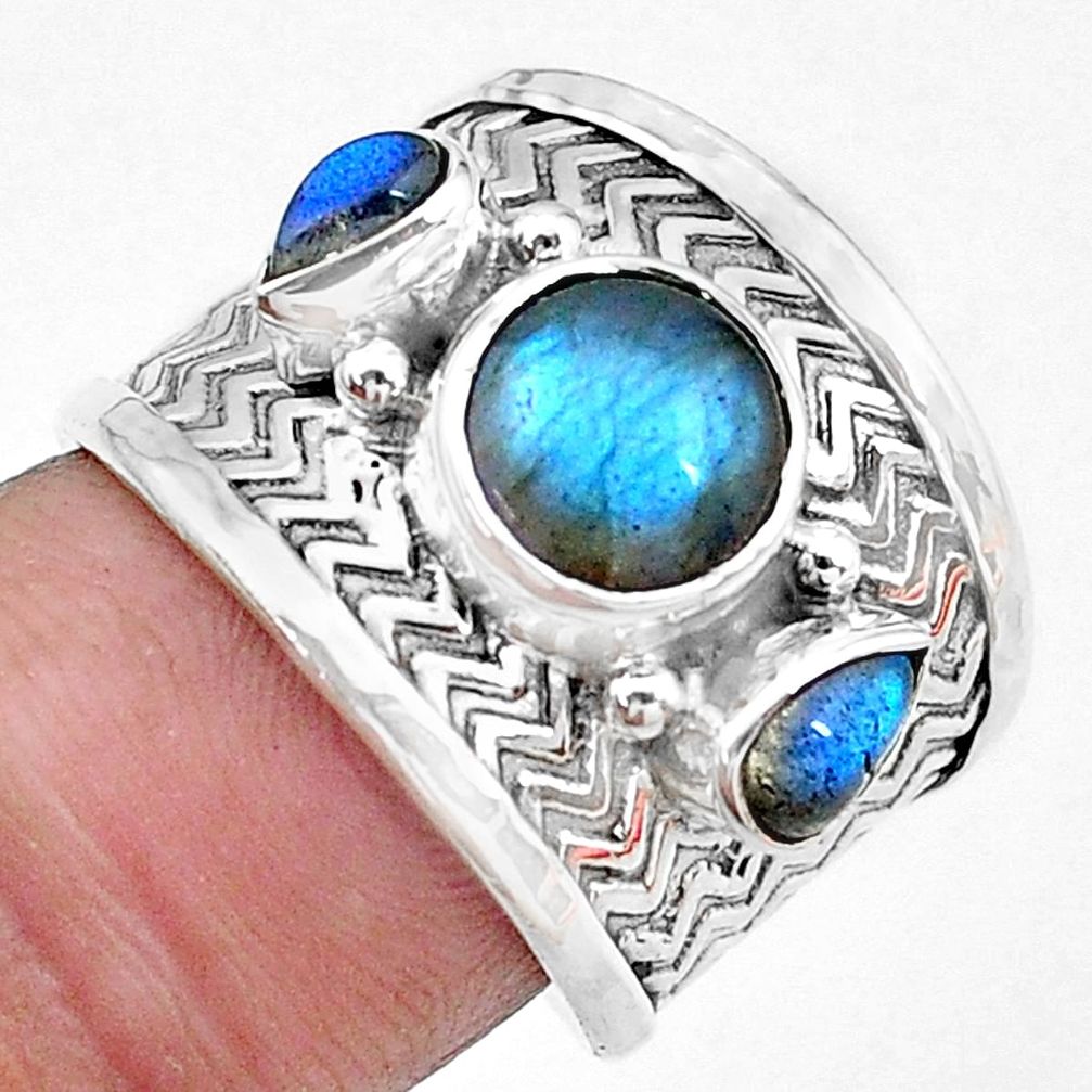 5.30cts natural blue labradorite 925 sterling silver ring jewelry size 7 p22698