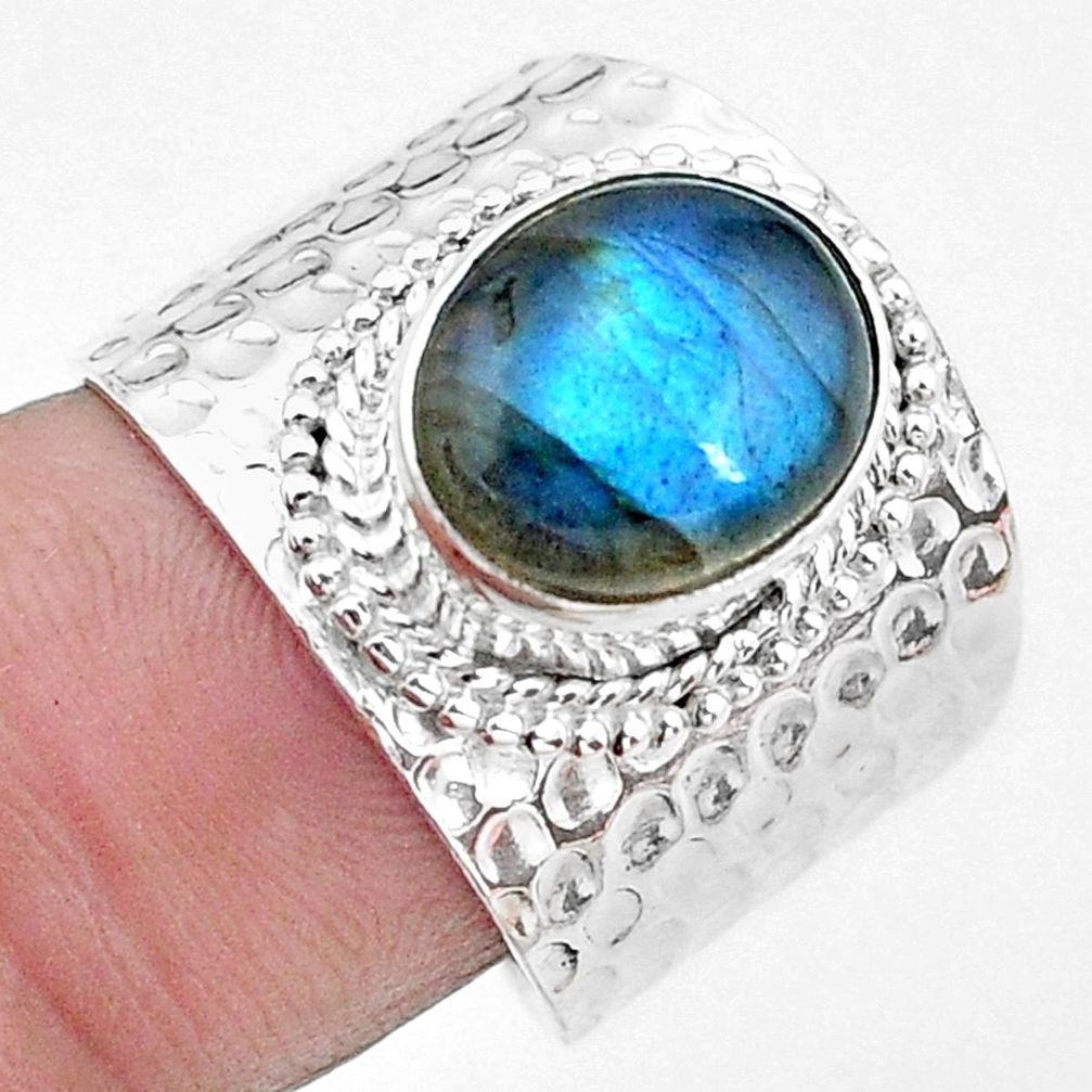 925 silver 5.08cts natural rainbow moonstone solitaire ring size 7 p22720