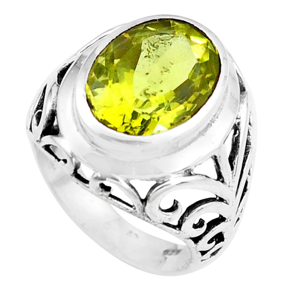 7.16cts natural lemon topaz 925 sterling silver solitaire ring size 7 p23645