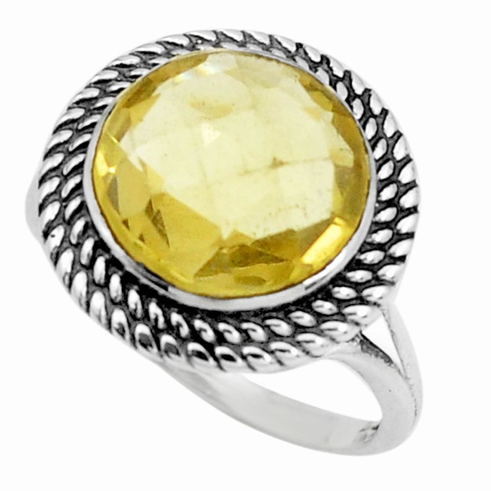 6.66cts natural lemon topaz 925 sterling silver solitaire ring size 7.5 p23682