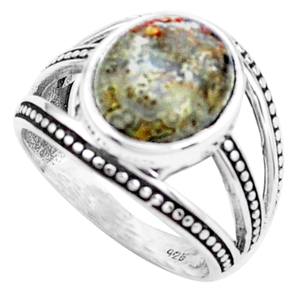 5.30cts natural mexican laguna lace agate silver solitaire ring size 8 p24865