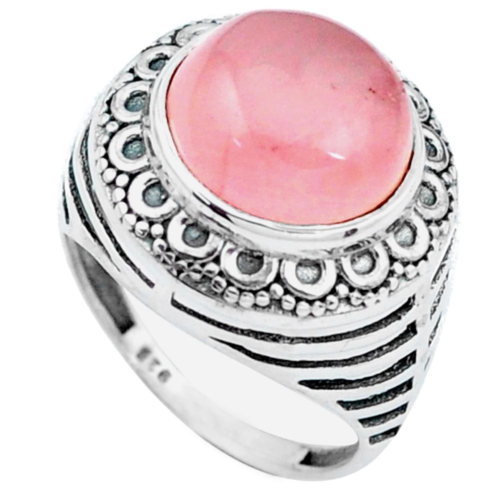 6.83cts natural pink rose quartz 925 silver solitaire ring size 7.5 p24911