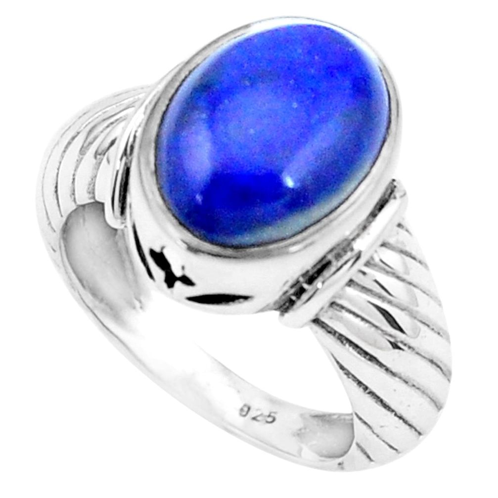 7.07cts natural blue lapis lazuli 925 silver solitaire ring size 7 p24994