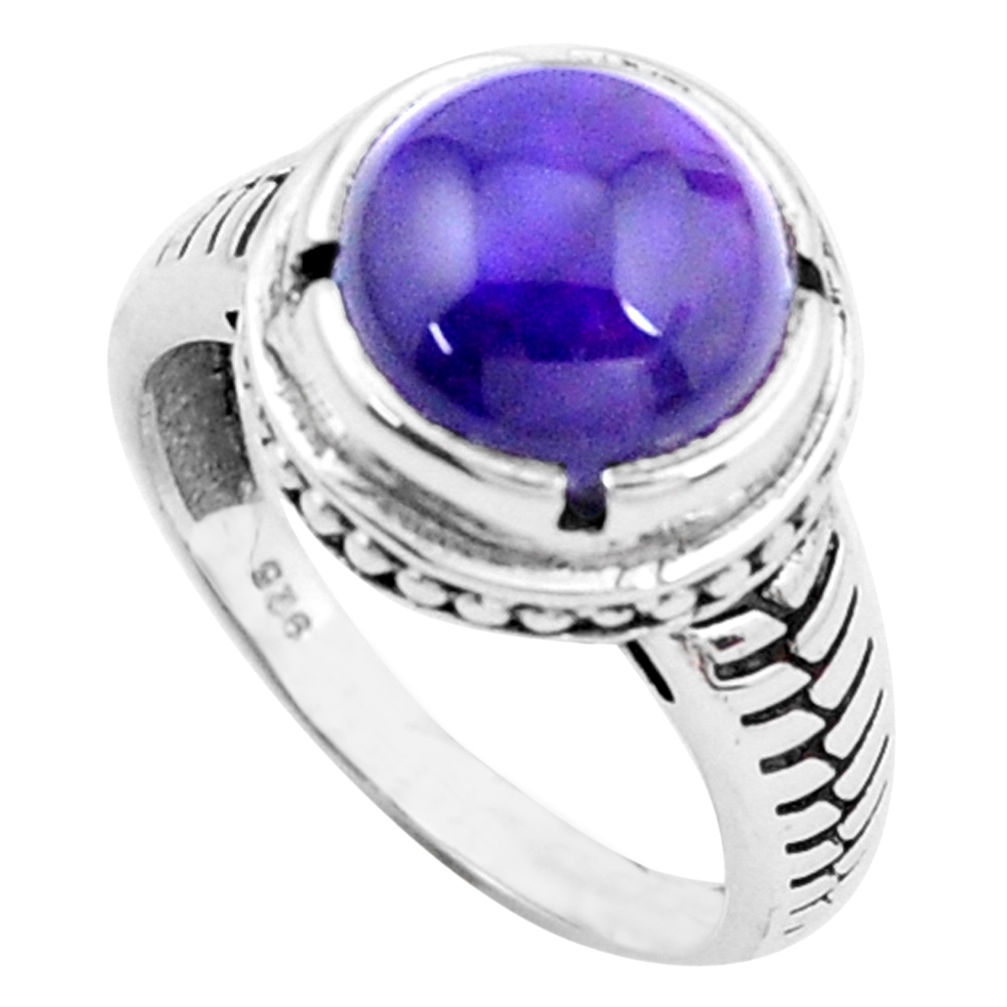 5.31cts natural purple amethyst 925 silver solitaire ring jewelry size 8 p25028