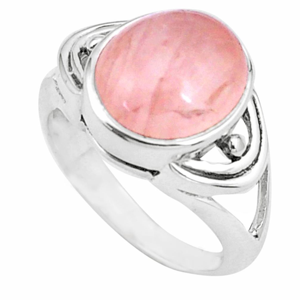 5.31cts natural pink rose quartz 925 silver solitaire ring jewelry size 7 p25029