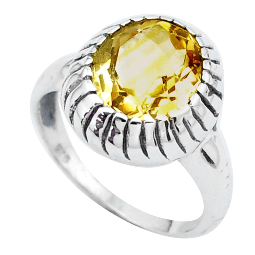 5.07cts natural yellow citrine 925 silver solitaire ring jewelry size 8.5 p25054
