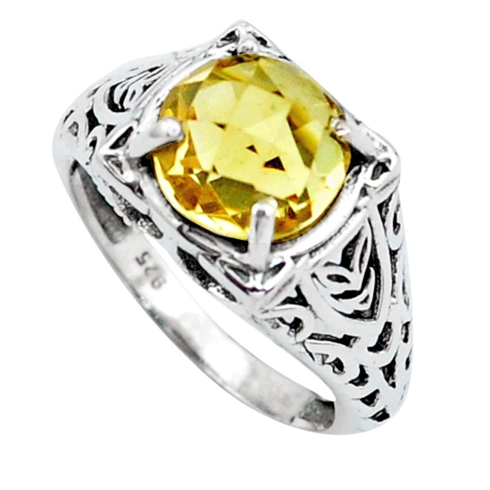 925 silver 4.68cts natural yellow citrine solitaire ring jewelry size 7 p25124