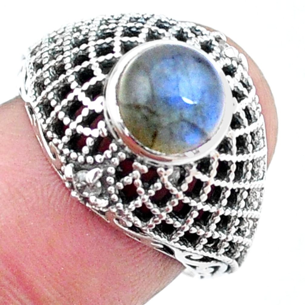 925 silver 2.33cts natural blue labradorite solitaire ring jewelry size 7 p25135