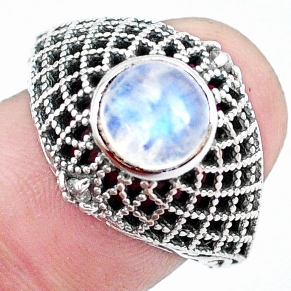 925 silver 2.23cts natural rainbow moonstone solitaire ring size 8 p25139