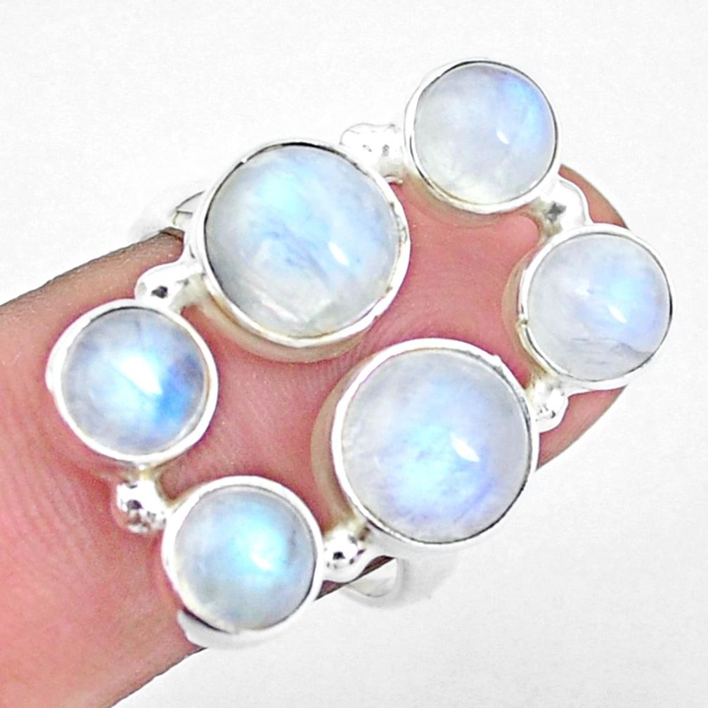 11.01cts natural rainbow moonstone 925 sterling silver ring size 8.5 p25801