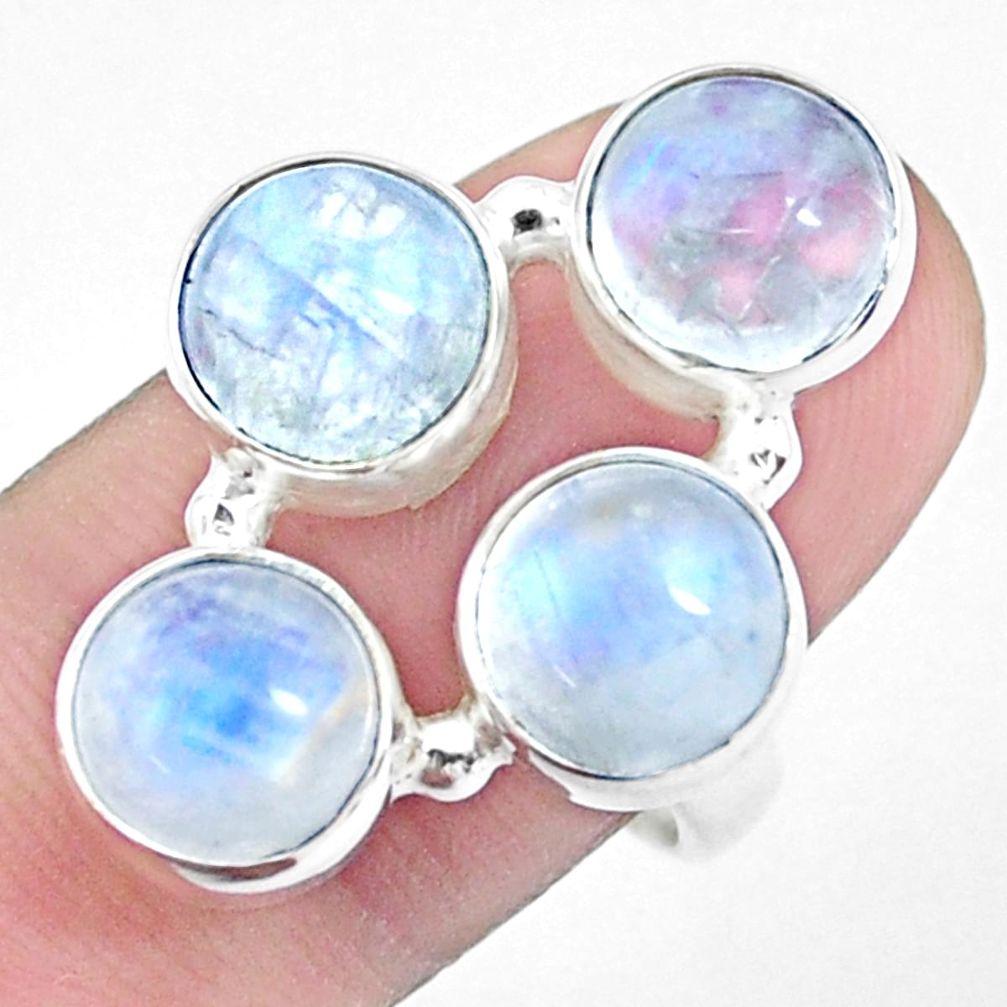 14.19cts natural rainbow moonstone 925 sterling silver ring size 8.5 p25806