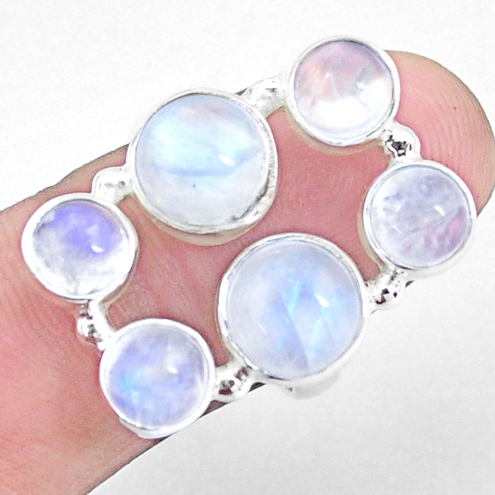 925 sterling silver 11.01cts natural rainbow moonstone ring size 8.5 p25816