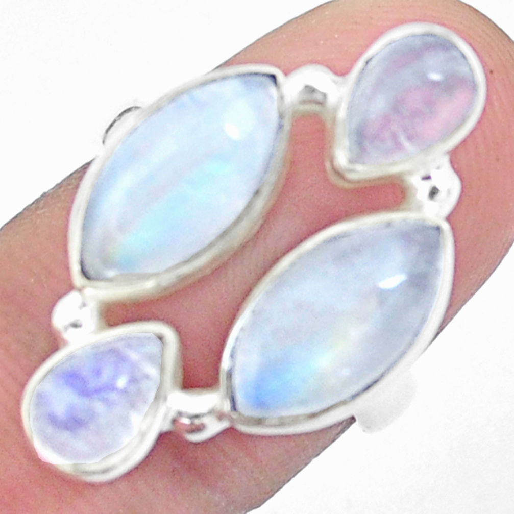 11.89cts natural rainbow moonstone 925 sterling silver ring size 6.5 p25817