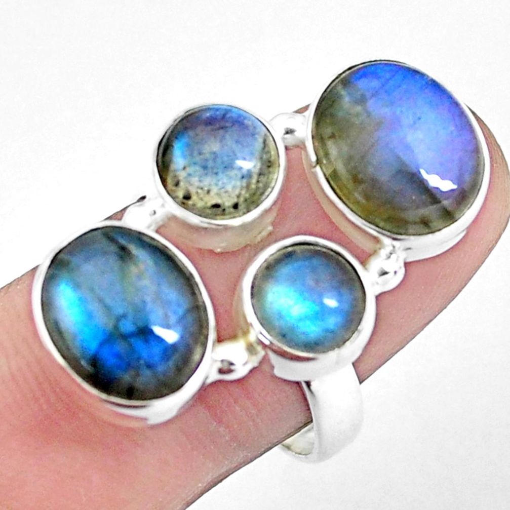 13.05cts natural blue labradorite 925 sterling silver ring jewelry size 8 p25824