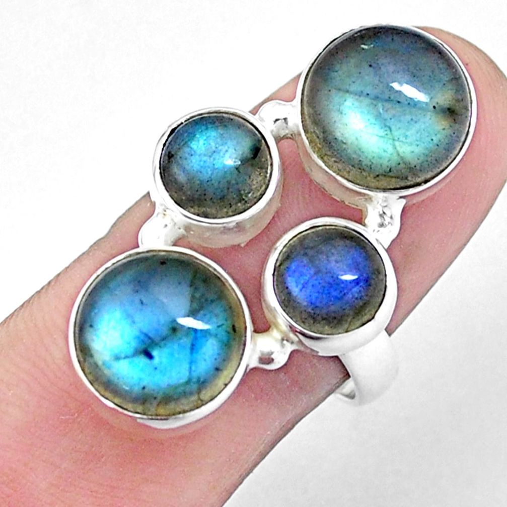 925 sterling silver 13.41cts natural blue labradorite ring jewelry size 8 p25840