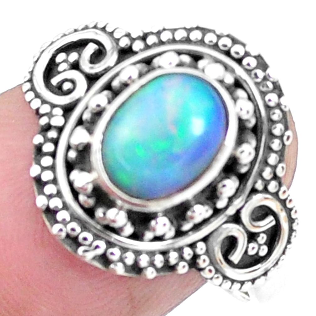 2.01cts natural ethiopian opal 925 silver solitaire ring size 8.5 p25865