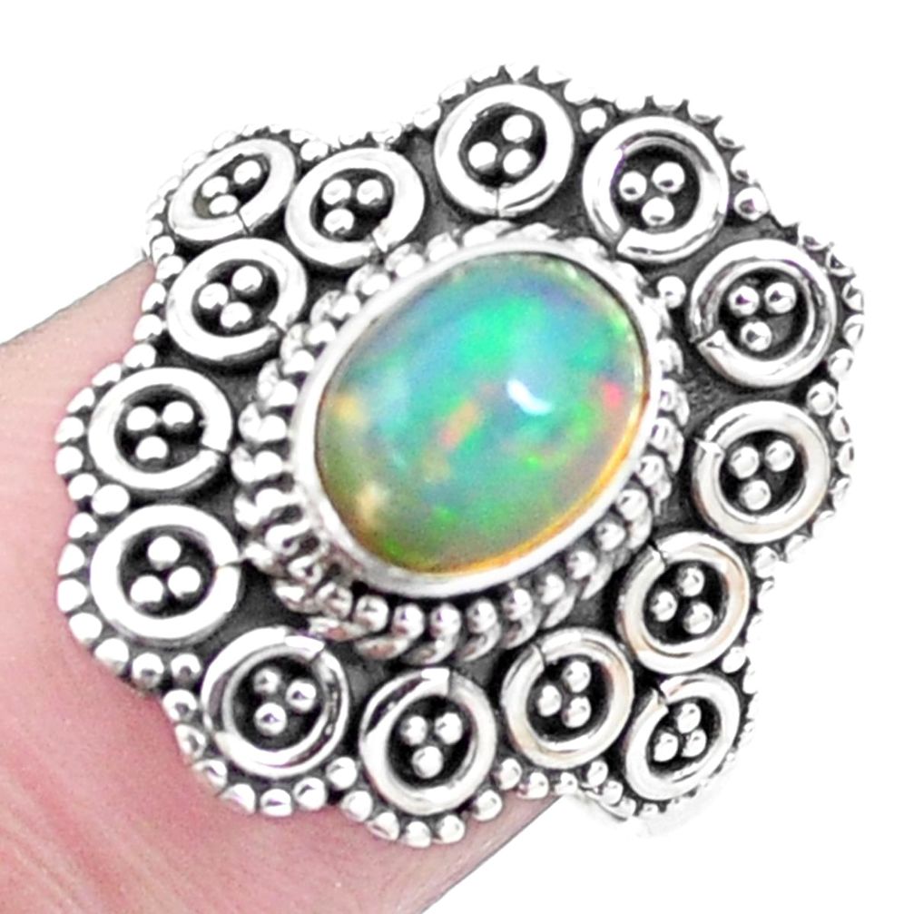 2.01cts natural ethiopian opal 925 silver solitaire ring size 7.5 p25873