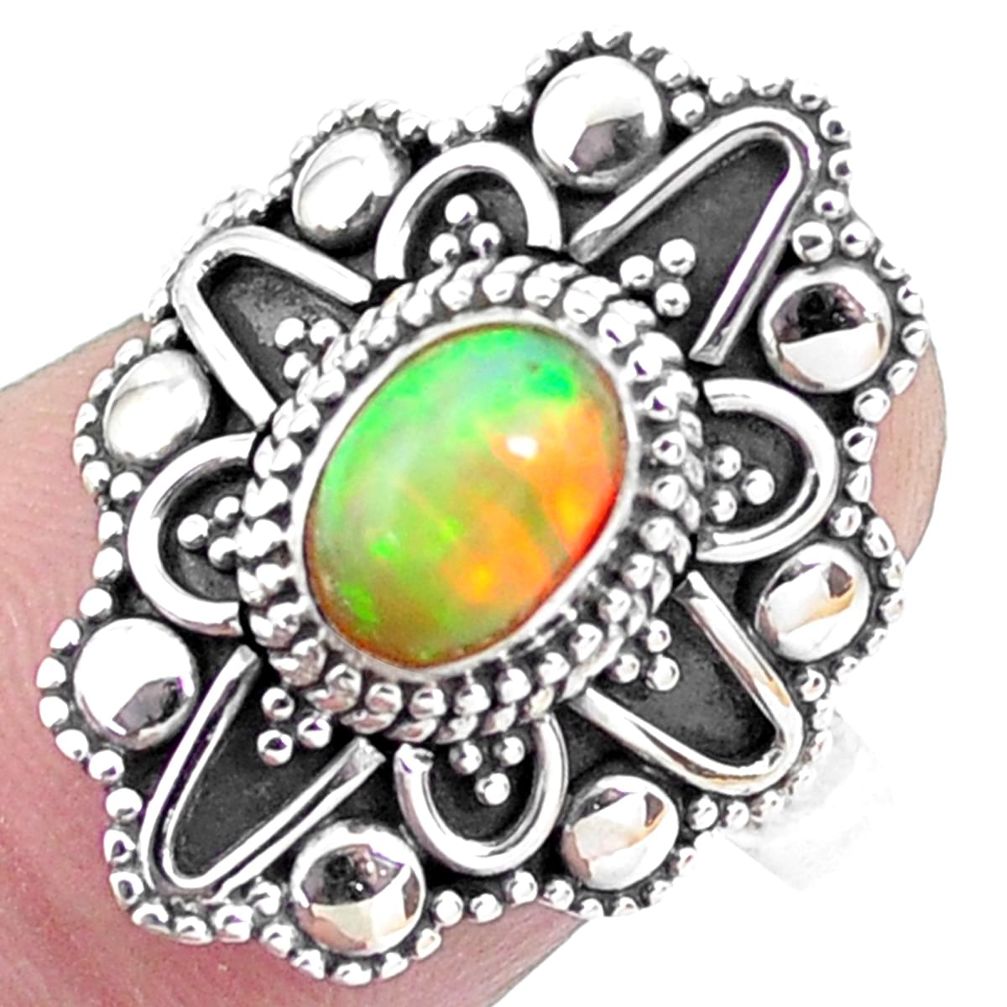 1.96cts natural ethiopian opal 925 sterling silver solitaire ring size 8 p25888