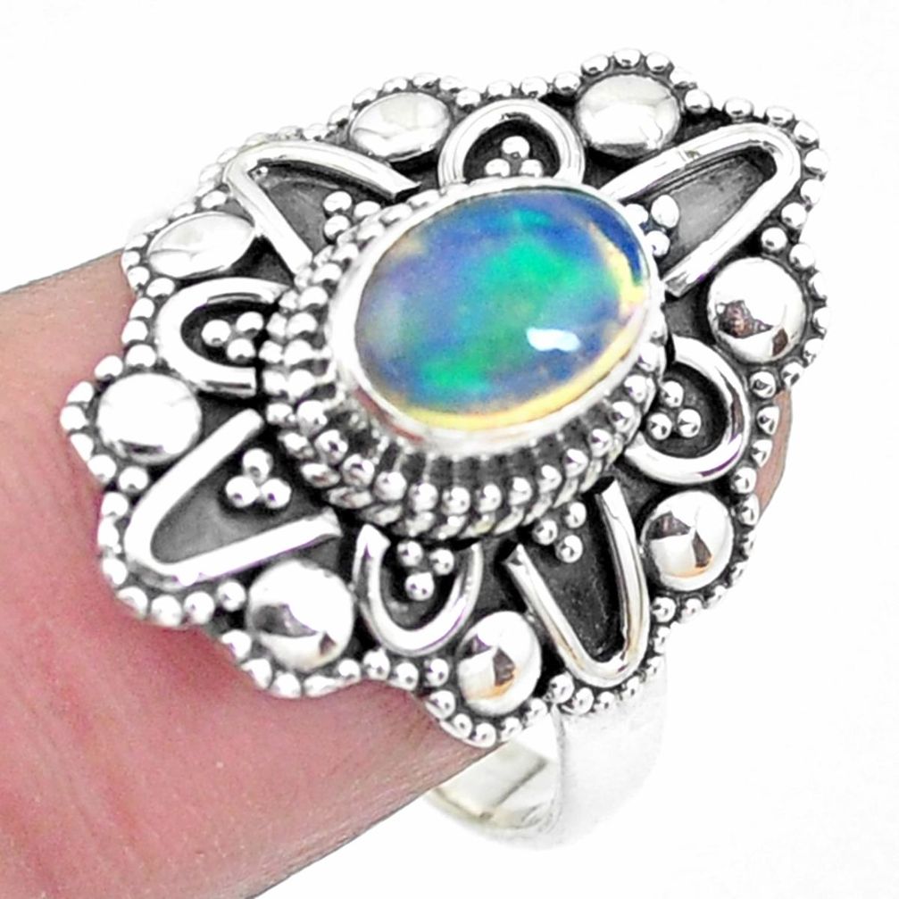 925 silver 1.96cts natural ethiopian opal solitaire ring jewelry size 8.5 p25900