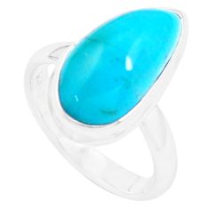 6.53cts natural blue kingman turquoise 925 silver solitaire ring size 7 p25942