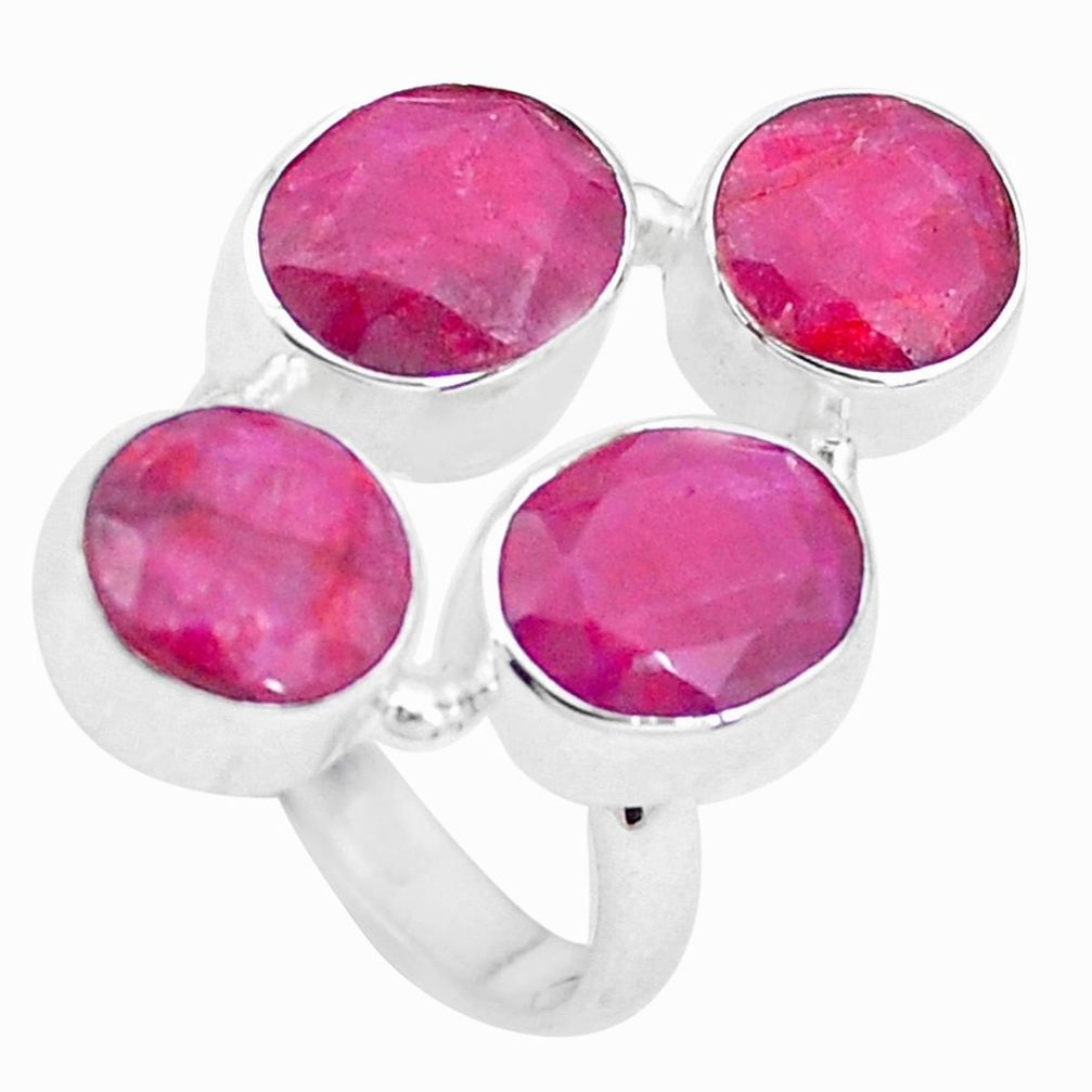 20.05cts natural red ruby 925 sterling silver ring jewelry size 8 p26085