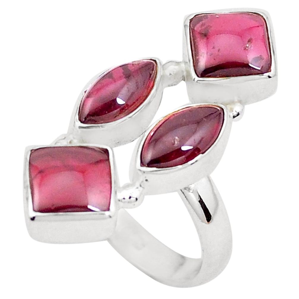 925 sterling silver 11.23cts natural red garnet ring jewelry size 6.5 p26090