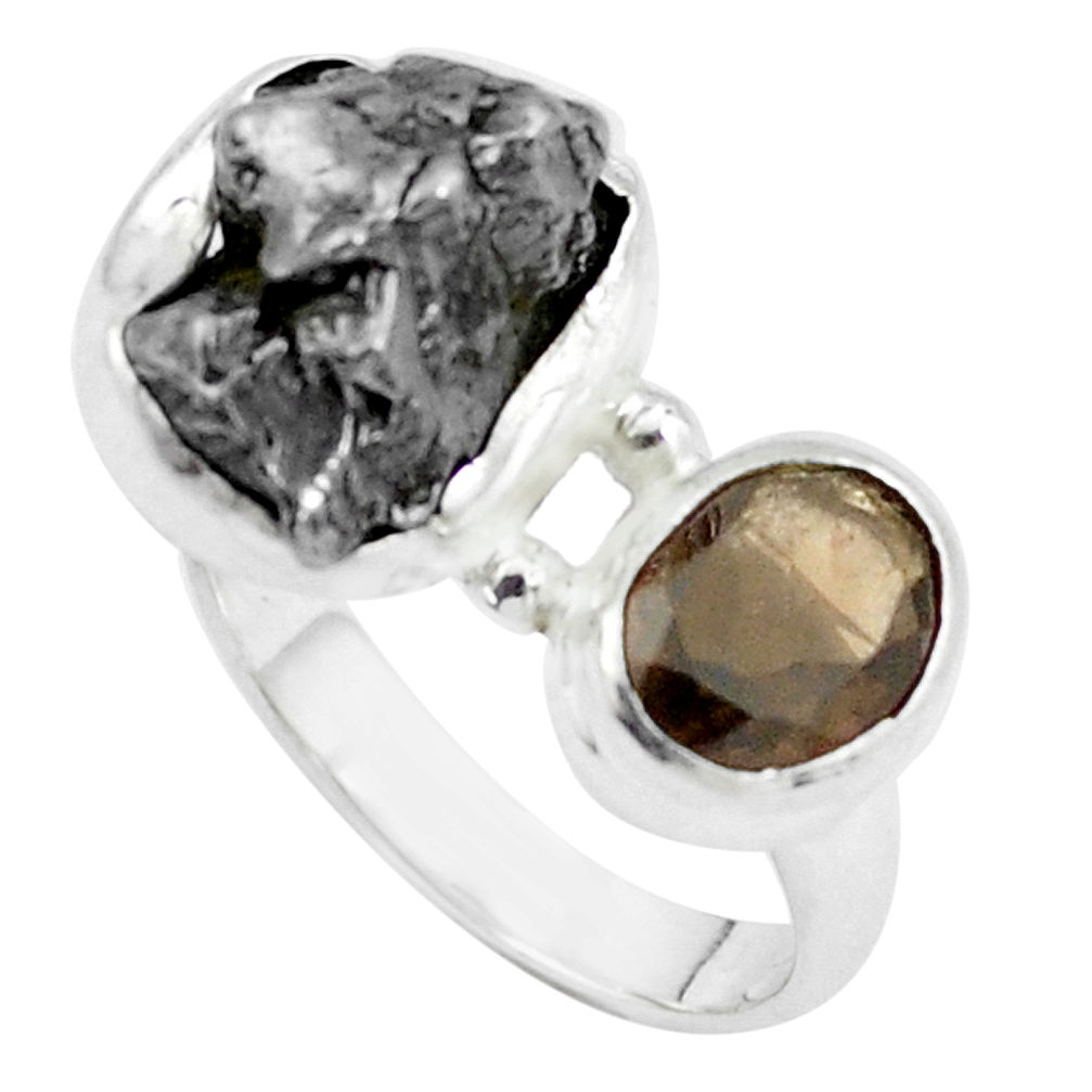 925 silver 13.84cts natural campo del cielo smoky topaz ring size 7 p26095