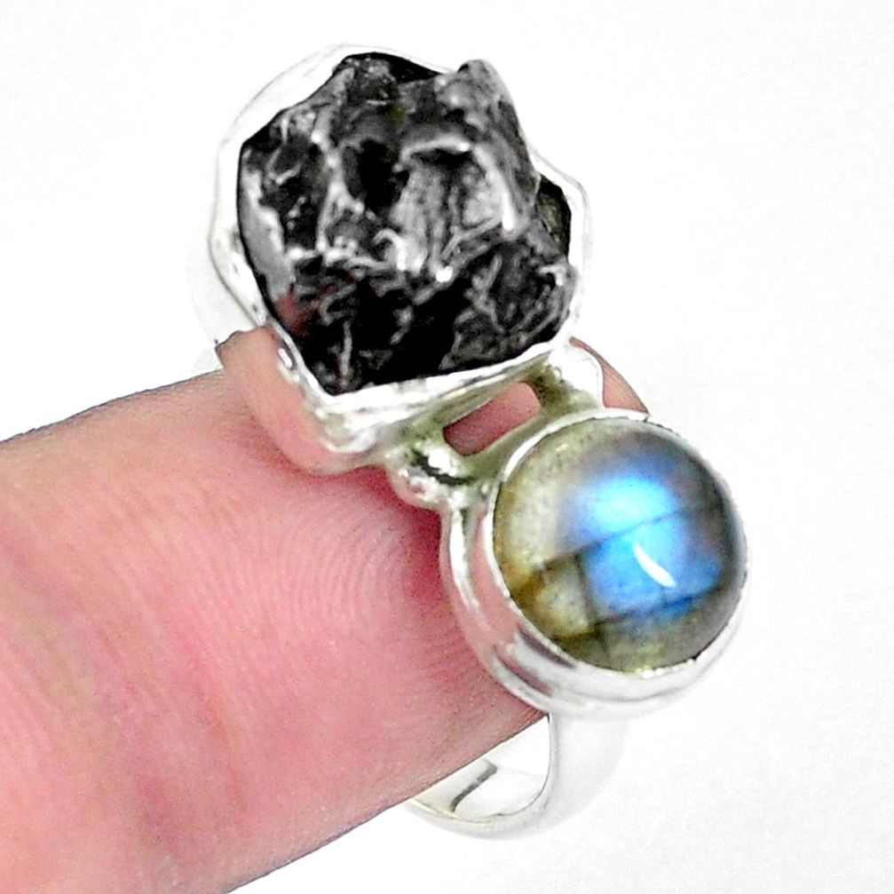 16.67cts natural campo del cielo labradorite 925 silver ring size 8.5 p26096