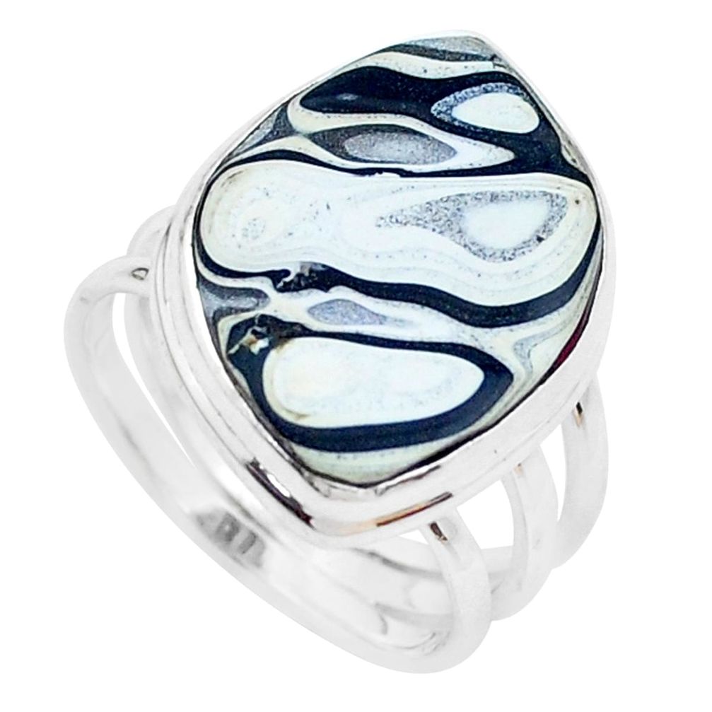 925 silver 11.04cts fordite detroit agate solitaire ring jewelry size 7.5 p26148